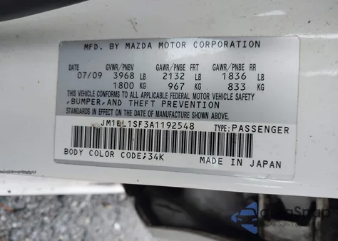 2010 Mazda 3 I z USA, uszkodzony, nr VIN JM1BL1SF3A1192548